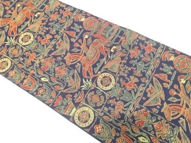 JAPANESE FUKURO OBI / WOVEN FLOWER & BIRD